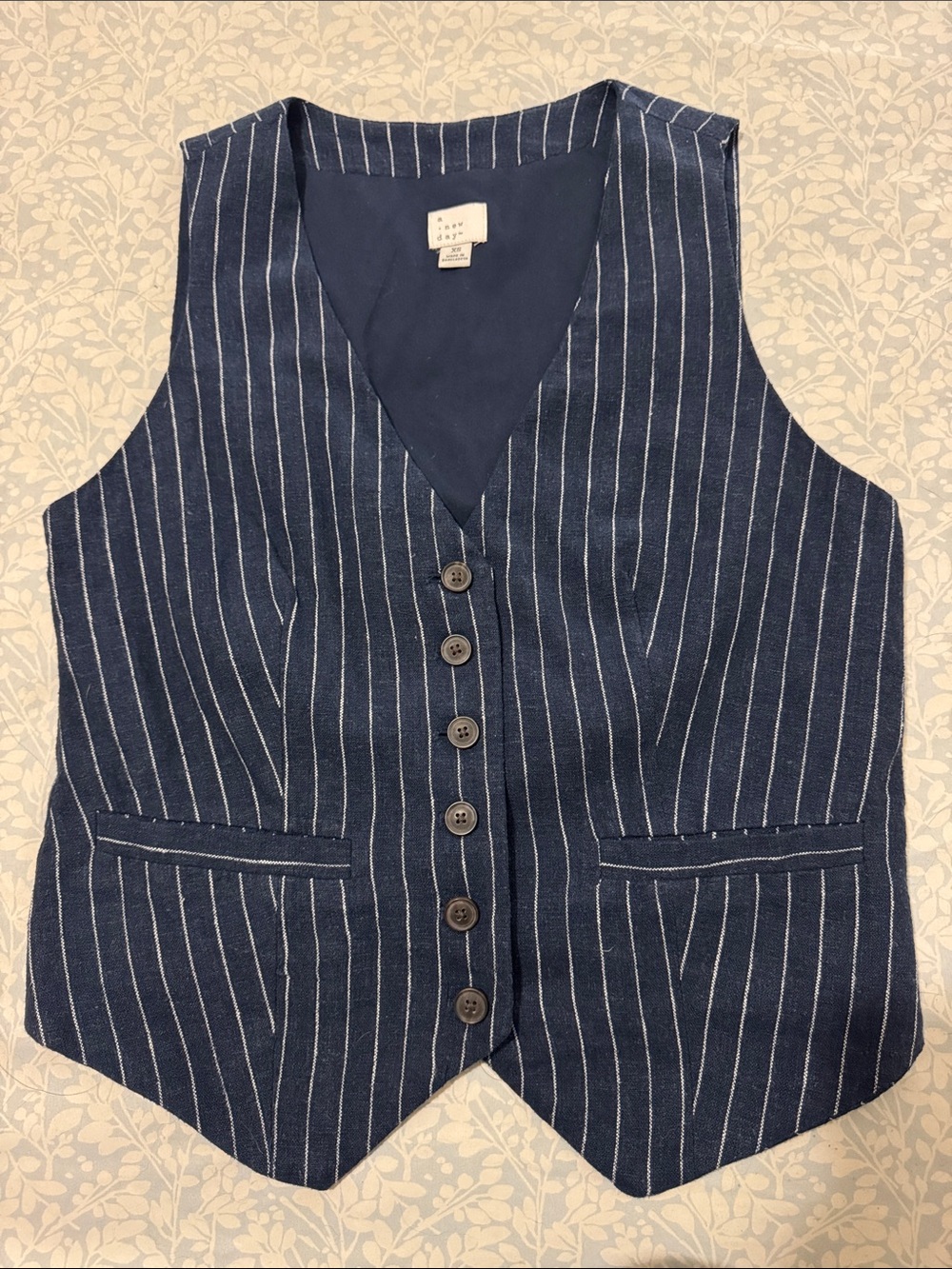 A New Day Navy Pinstripe Striped Vest